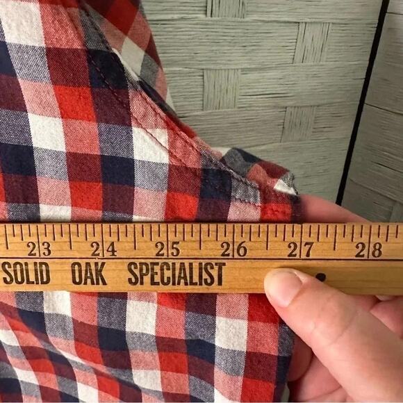 Wrangler plaid button-down cotton shirt red white & blue western - Picture 6 of 7